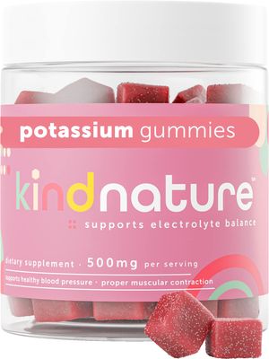 Kind Nature High Potassium Supplement 500mg - Chewable Gummies for Adults &amp; Kids - Pure Potassium Bicarbonate Mineral Supplement - Vegan, Gluten Free, Non GMO - 60 Gummies (30 Day Supply)