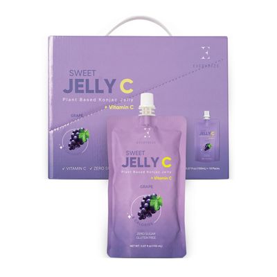 EVERYDAZE Sweet Jelly C Konjac Jelly | Vitamin C, Vegan, 5 Calories, 0 Sugar | Grape | 10 Packs | Keto, Gluten Free, Healthy Diet Pouch Drinkable Snack, Weight Management, Low Calorie