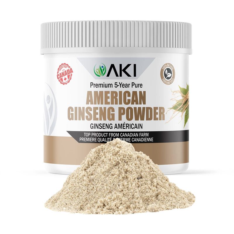AKI American Ginseng Powder with 4% Ginsenosides | Ideal with Coffee, Beverages Like Smoothies (4 Oz / 113 Gr)