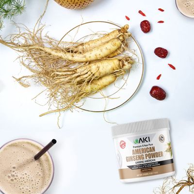 AKI American Ginseng Powder with 4% Ginsenosides | Ideal with Coffee, Beverages Like Smoothies (4 Oz / 113 Gr)