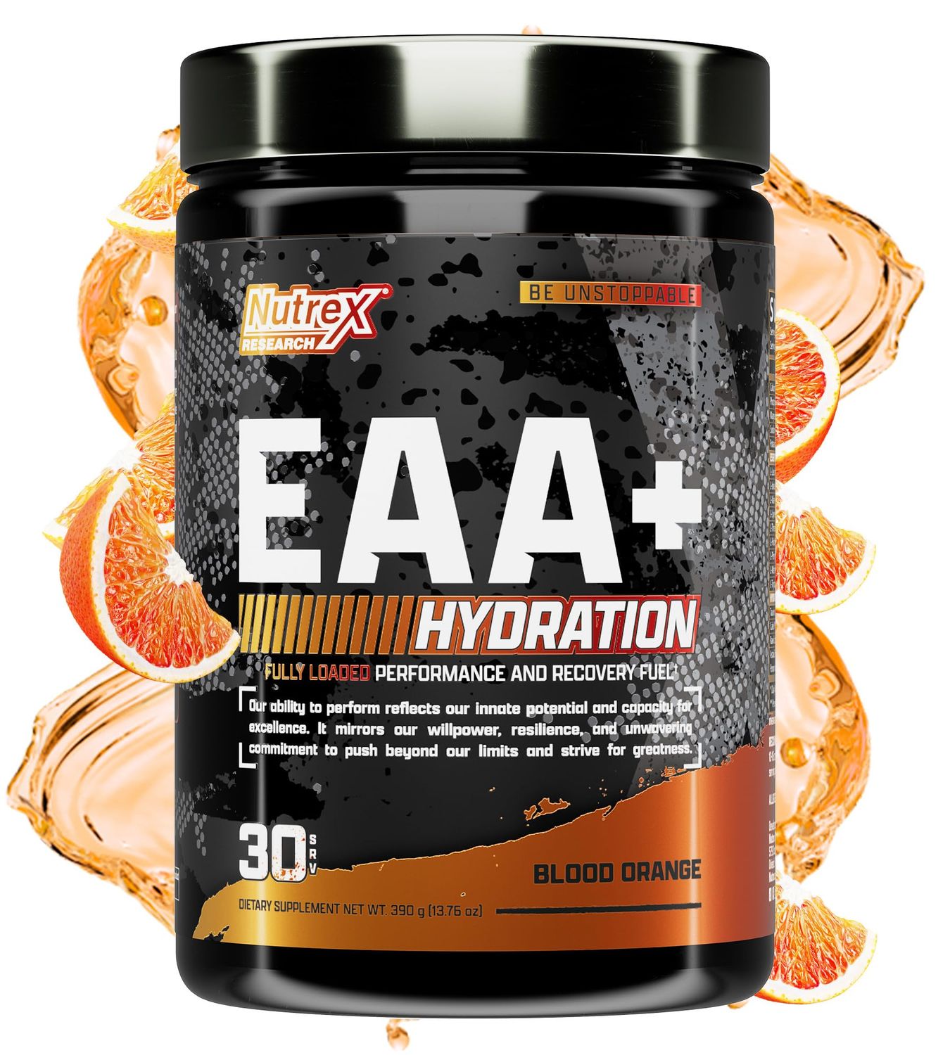 Nutrex Research EAA Hydration | EAAs + BCAAs Powder | Muscle Recovery, Strength, Muscle Building, Endurance | 8G Essential Amino Acids + Electrolytes | Blood Orange Flavor 30 Serving