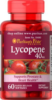 Puritan&#39;s Pride Premium Lycopene 40mg, Dietary Supplement for Prostate, Antioxidant, Heart Health, and Overall Health Support, 2 Month Supply, 60 Rapid Release Softgels