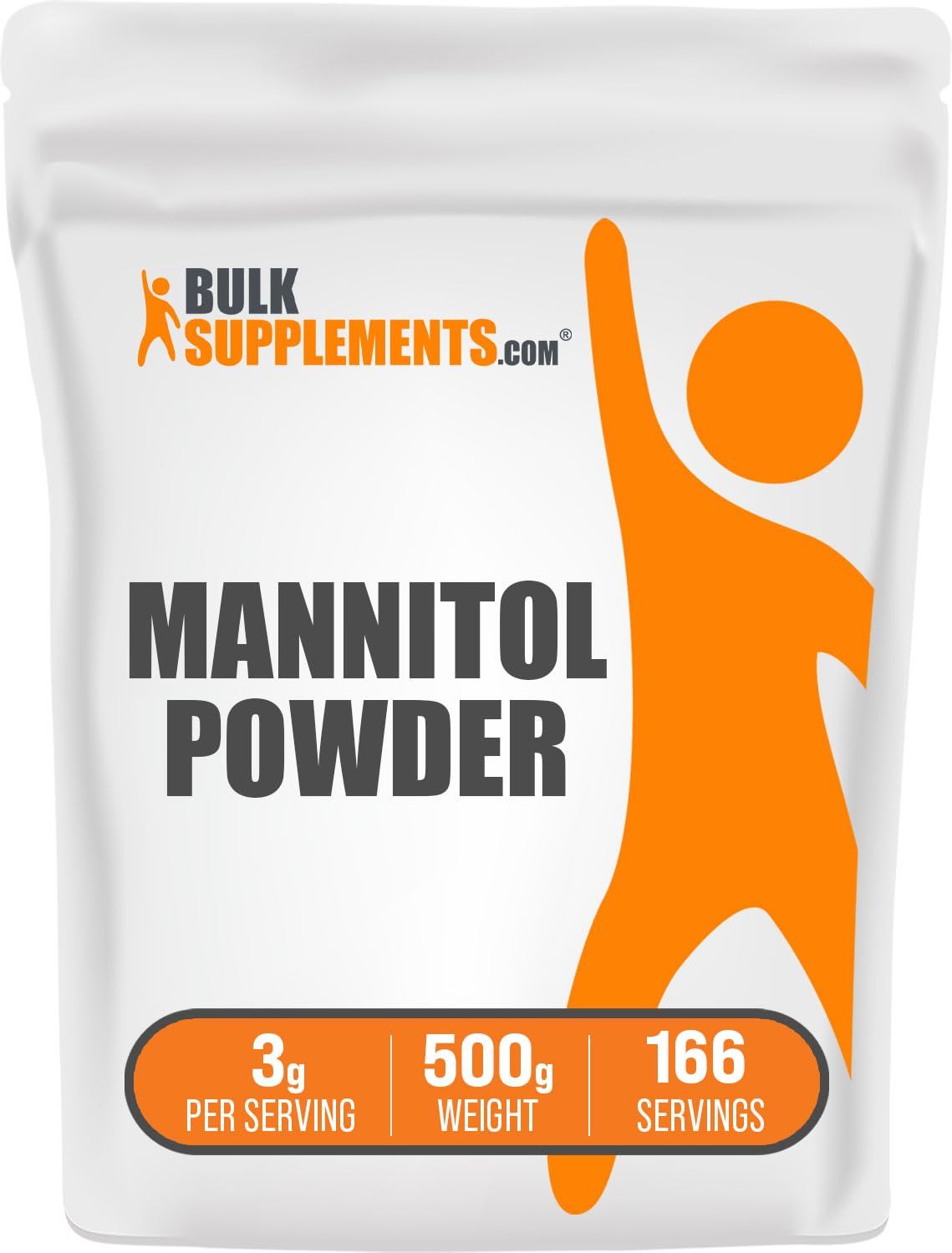 BulkSupplements.com Mannitol Powder - Mannitol Sweetener, Sugar Substitute, Mannitol Supplement, Natural &amp; Gluten Free, 3g per Servings, 500g (1.1 lbs) (Pack of 1)