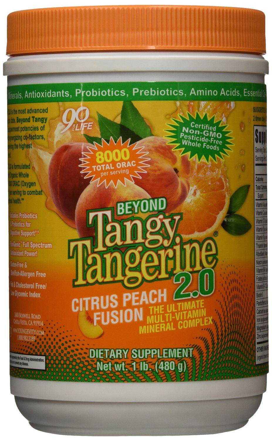 Youngevity Beyond Tangy Tangerine 2.0 Citrus Peach Fusion Multi-Vitamin &amp; Mineral Complex - Made With Natural &amp; Whole Foods | 8,000 ORAC