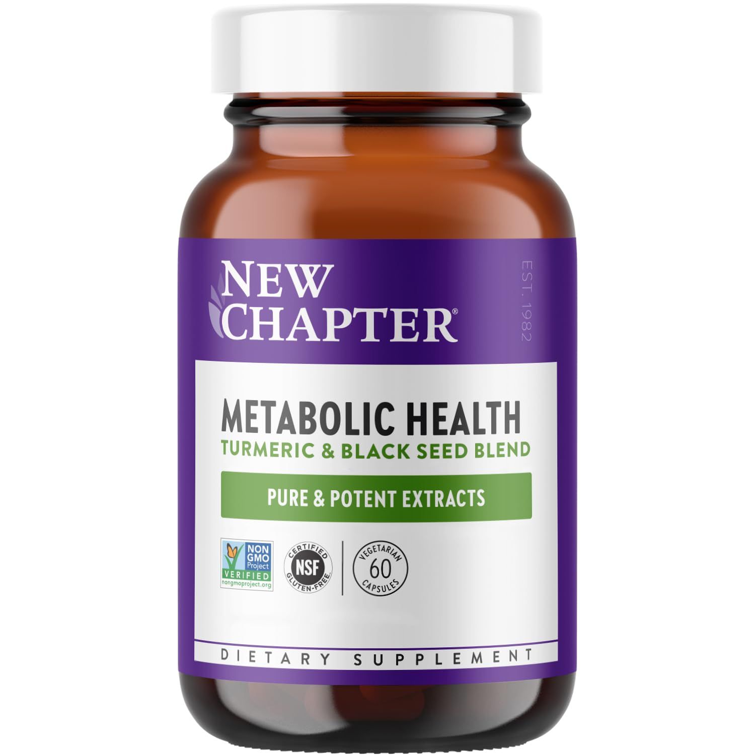 New Chapter Metabolic Health, Golden Black Seed, Black Seed Oil + Turmeric for Healthy Mood, Healthy Weight - 60 ct Vegetarian Capsule
