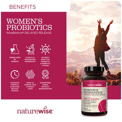 NatureWise Probiotics for Women - Multi-Strain Probiotic with Prebiotics + Cranberry - Vaginal, PH Balance, Digestive, Urinary Tract - 18 Unique Strains, 20 Billion CFU - 60 Capsules[2-Month Supply]