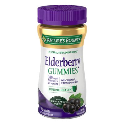 Nature&#39;s Bounty Elderberry Gummies, Immune Support, Contains Vitamin A, C, D, E and Zinc, 40 Gummies