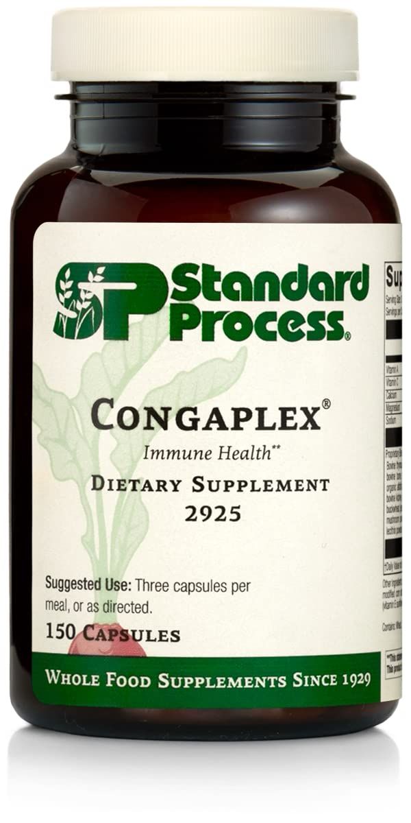 Standard Process Congaplex - Thymus Gland Support Supplement - Support Immune Health with Calcium Lactate, Magnesium, Vitamin C &amp; Vitamin A - Immune System Aid with Mushroom Powder - 150 Capsules