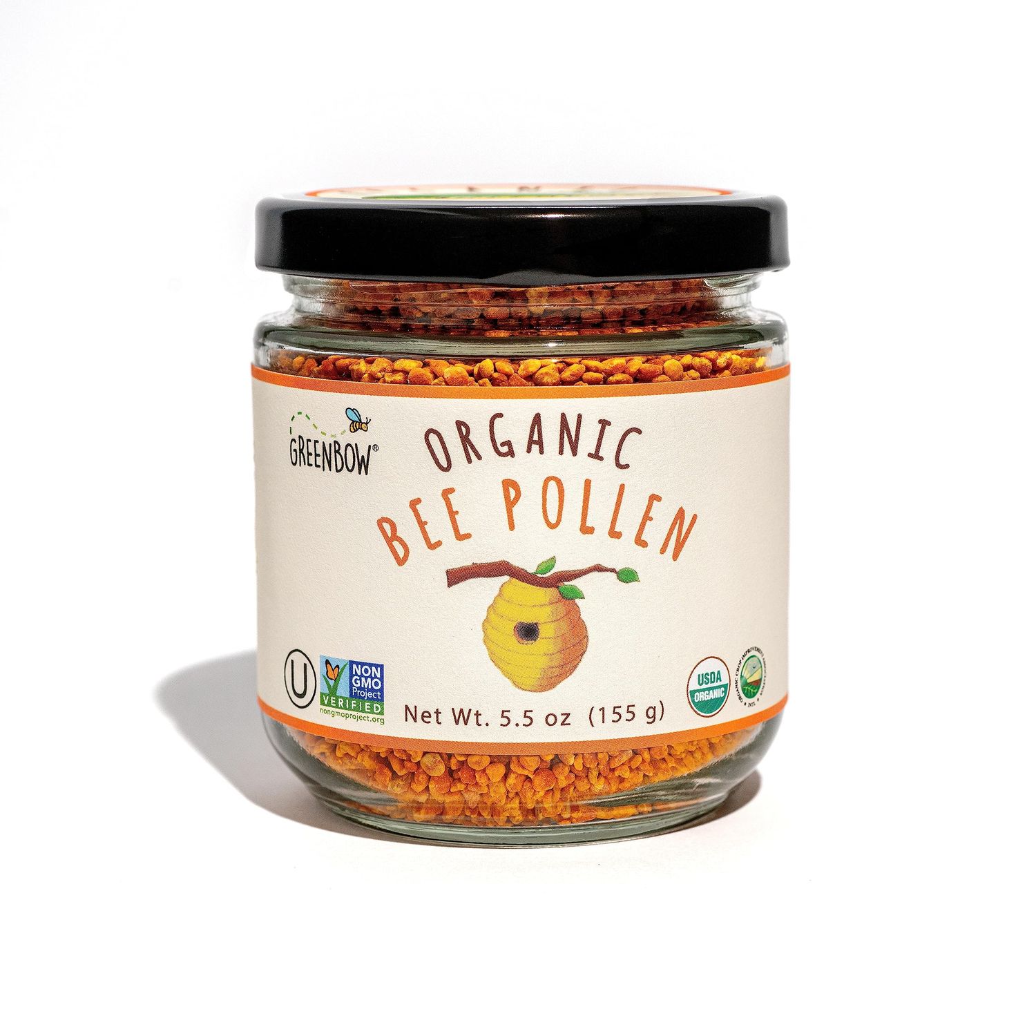 Greenbow Bee Pollen - 100% USDA Certified, Non-GMO, Halal, Kosher - Pure &amp; Natural Superfood With Proteins, Vitamins &amp; Minerals - Gluten Free - 155g