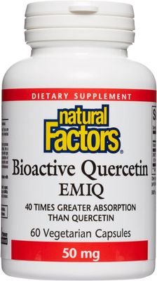 Natural Factors Bioactive Quercetin EMIQ 50 mg with Vitamin C, Supports Sinus, Heart and Immune Health, 60 Capsules