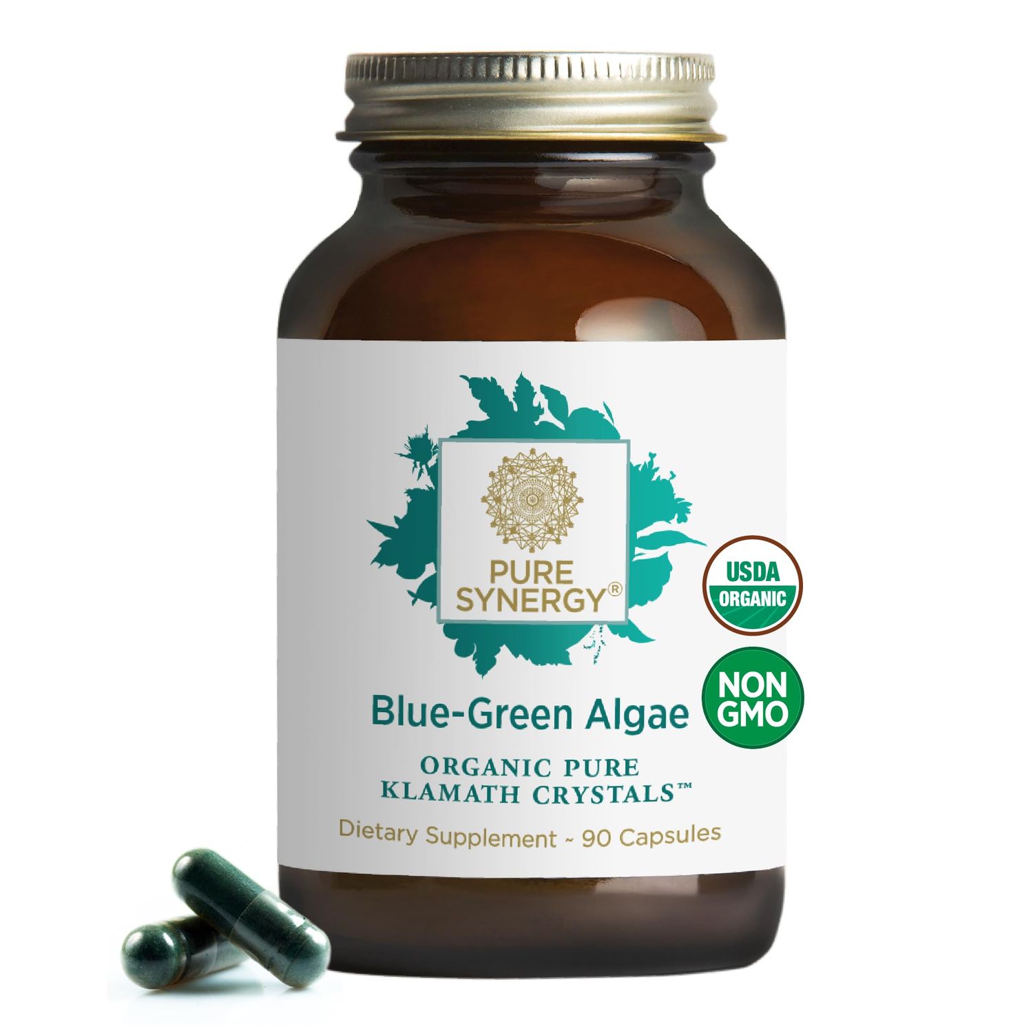 PURE SYNERGY Blue-Green Algae Capsules | Blue Green Algae with Chlorophyll | Organic Superfood Supplement from AFA Blue Green Algae | Supports Energy, Mental Clarity, and Detoxification (90 Capsules)