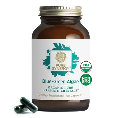 PURE SYNERGY Blue-Green Algae Capsules | Blue Green Algae with Chlorophyll | Organic Superfood Supplement from AFA Blue Green Algae | Supports Energy, Mental Clarity, and Detoxification (90 Capsules)