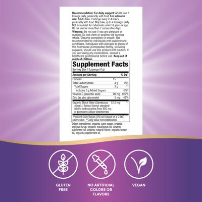 Natures Way Sambucus Zinc Lozenges with Elderberry and Vitamin C, Peppermint Flavored, 24 Lozenges