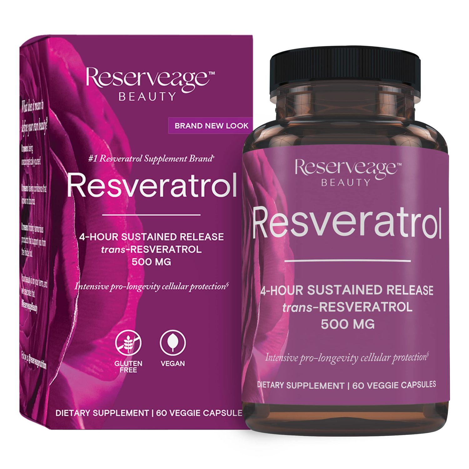 Reserveage Nutrition - Reserveage Beauty, Resveratrol 500 mg, Antioxidant Supplement for Heart and Cellular Health, Supports Healthy Aging and Immune System, Paleo, Keto, 60 Capsules
