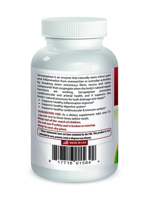Best Naturals Serrapeptase 40000 SPUs 90 Vcaps (90 Count (Pack of 1))