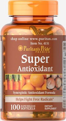 Puritan&#39;s Pride Premium Super Synergistic Antioxidant Formula, Dietary Supplement to Help Fight Premature Aging*, Vitamins A, C, E, and Selenium Mineral, 3 Month Supply, 100 Rapid Release Softgels