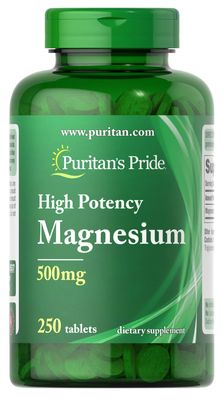 Puritan&#39;s Pride Magnesium 500 Mg-250 Tablets, 250 Count