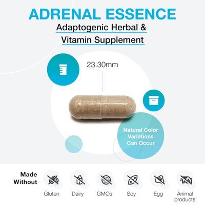 XYMOGEN Adrenal Essence - Adrenal Support with Adaptogenic Herbs (Cordyceps, Rhodiola Extract, Ginseng) + B Vitamins - Helps Support Healthy Energy Levels and Healthy Immune Function (60 Capsules)