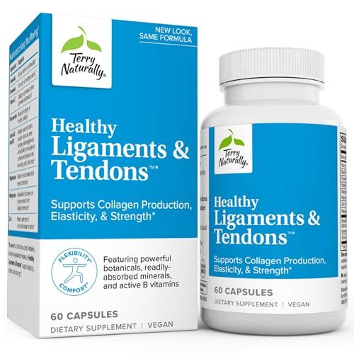Terry Naturally Healthy Ligaments &amp; Tendons - 60 Capsules - Supports Collagen Production, Elasticity &amp; Strength - Non-GMO, Vegan, Gluten Free - 30 Servings