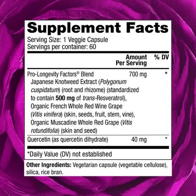 Reserveage Nutrition - Reserveage Beauty, Resveratrol 500 mg, Antioxidant Supplement for Heart and Cellular Health, Supports Healthy Aging and Immune System, Paleo, Keto, 60 Capsules