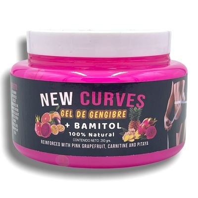 New Curves - Gel Jengibre 100% Natural 8.8oz (250gr) Premium Ginger, Dragon Fruit, Pineapple Gel, Does Not Stain Clothing - Reduce Tallas, Tonificante, Reafirmante | No Mancha La Ropa!