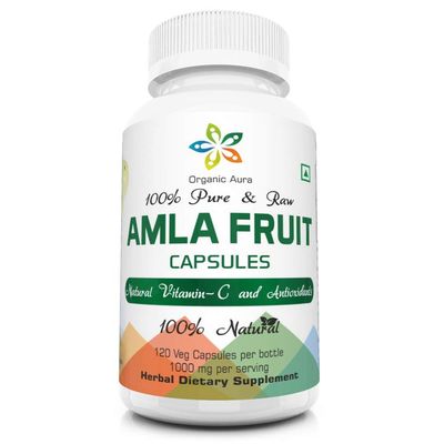 AMLA Capsules. 1000mg per Serving, 120 Veg Capsules. Natural Vitamin C and Antioxidants. Raw Green Whole Superfood. All Natural, Fresh and Original. No GMO and Gluten Free.