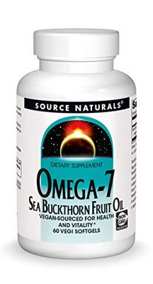 Source Naturals Omega-7 Sea Buckthorn Fruit Oil, Non-GMO, Vegan-Sourced for Health and Vitality* - 60 Vegan Softgels