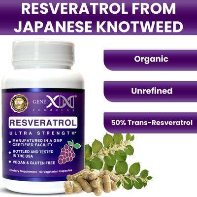 Genex Formulas Resveratrol Supplement Japanese Knotweed 1500mg, Organic Trans-Resveratrol Capsules with BioPerine for Absorption, Gluten-Free, Vegan Supplement for Healthy Aging 90 Capsules