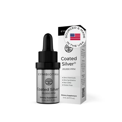 CYMBIOTIKA Colloidal Silver Liquid Supplement with Coated Silver, 20,000 PPM Mineral Concentrate, Immune Support Supplement for Adults, Easy to Use, 5 ml