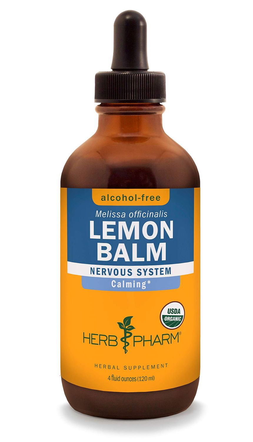 Herb Pharm Certified Organic Lemon Balm Liquid Extract for Calming Nervous System Support, Alcohol-Free Glycerite, 4 Ounce
