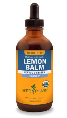 Herb Pharm Certified Organic Lemon Balm Liquid Extract for Calming Nervous System Support, Alcohol-Free Glycerite, 4 Ounce