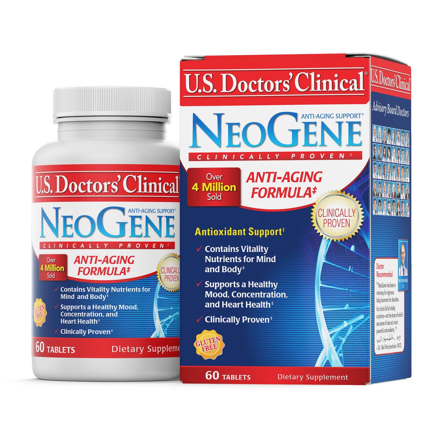 U.S. Doctors Clinical NeoGene GH3 Anti-Aging Supplement with Vitality Nutrients for Enhancing Mood, Sharpening Cognition, Heart Health, Antioxidant Support (Packaging May Vary) [1 Month - 60 ct.]