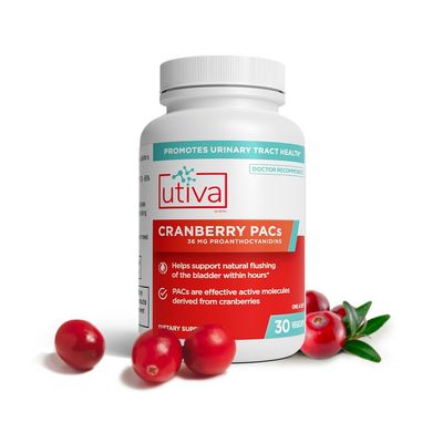 Utiva Cranberry PACs - Clinically Studied Ingredients 36mg PACs for UTI Avoidance - Supplement for Urinary Tract Health for Women and Men - Cranberry Extract Pills for Bladder Health, 30 Vegi Capsules