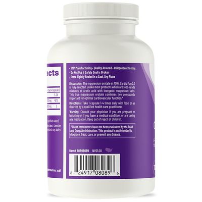AOR, Cardio Mag 2.0, Supports a Healthy Heart, Muscle Function and Energy, Magnesium Supplement, 30 servings (120 capsules)