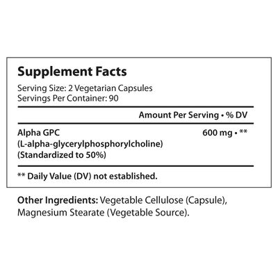 Alpha GPC Choline Supplement 300mg - 180 Vegetarian Capsules | Made In Usa | Cognitive Enhancer Nootropic | Supports Memory &amp; Brain Function | Boosts Focus &amp; Mood | 300 mg Pure Powder Pills Complex