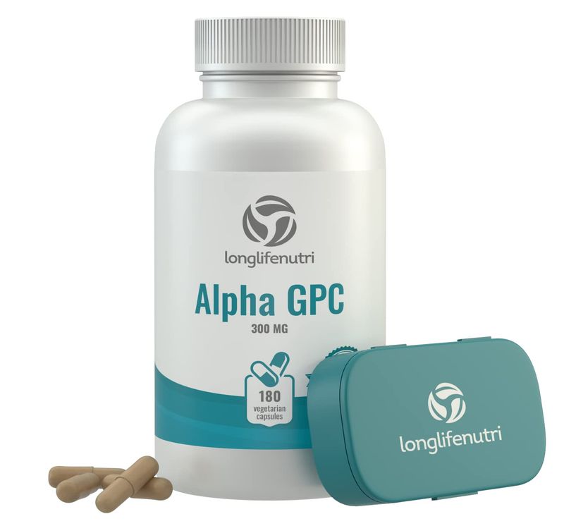 Alpha GPC Choline Supplement 300mg - 180 Vegetarian Capsules | Made In Usa | Cognitive Enhancer Nootropic | Supports Memory &amp; Brain Function | Boosts Focus &amp; Mood | 300 mg Pure Powder Pills Complex