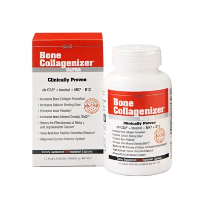 Biosil Bone Collagenizer Ultra - 60 Veggie Capsules - with Patented ch-OSA Complex + Choline, Inositol, MK7 &amp; Vitamin B12 - GMO Free - 30-Day Supply