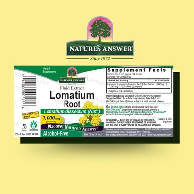 Natures Answer Lomatium Root Extract Lomatium Dissectum - Natural Herbal Supplement - Gluten Alcohol-Free - Ideal for Immunity Overall Health Wellbeing - 500mg (1 FL Oz)
