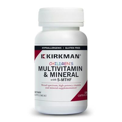 Kirkman - Children&#39;s Multivitamin &amp; Mineral - 120 Capsules - with 5-MTHF - Potent Broad Spectrum Vitamin/Mineral Supplement - Hypoallergenic