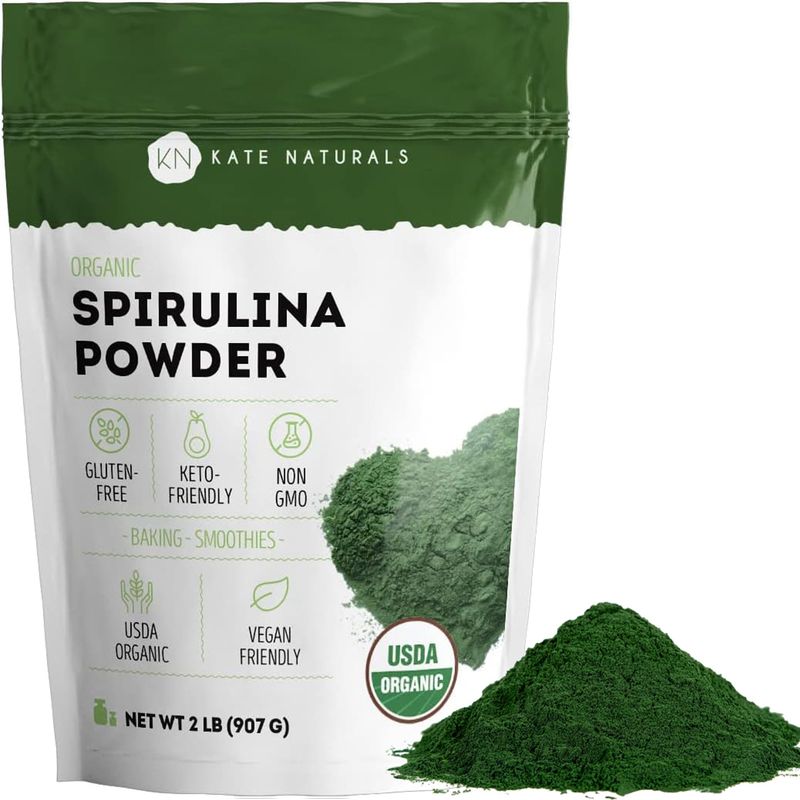 Kate Naturals Organic Spirulina Powder for Immune Support and Antioxidants. Nutrient Dense Superfood Supplement (2 lb, USDA Certified, Non-GMO, Gluten- Free)