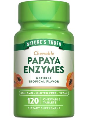 Nature&#39;s Truth Papaya Enzyme Chewable Tablets | 120 Count | Vegan, Non-GMO &amp; Gluten Free Supplement for Digestion | Natural Tropical Flavor