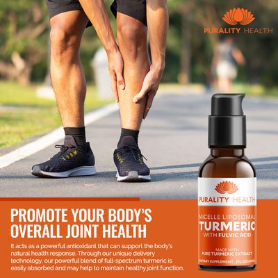 PURALITY HEALTH Liquid Turmeric Supplement, Fulvic Acid, Support Joint Health, Liposomal Enhanced Absorption, Vegan, Month Supply