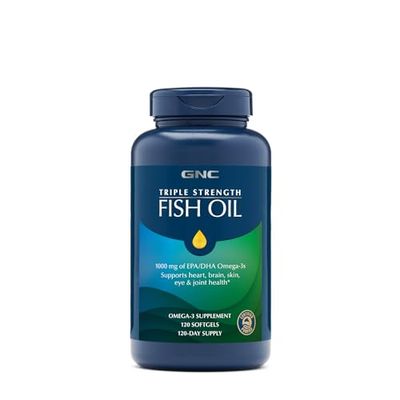 GNC Triple Strength Omega 3 Fish Oil 1000mg, 120 Count, Supports Joint, Skin, Eye, and Heart Health