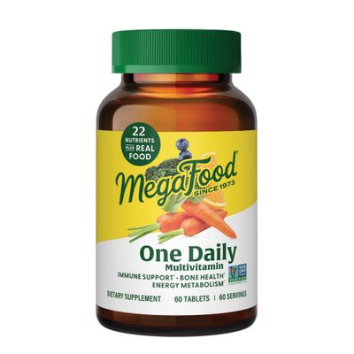 MegaFood One Daily Multivitamin - Multivitamin for Women and Men - with Real Food - Immune Support Supplement - Vitamin C &amp; Vitamin B - Bone Health - Energy Metabolism - Vegetarian, Non-GMO - 60 Tabs