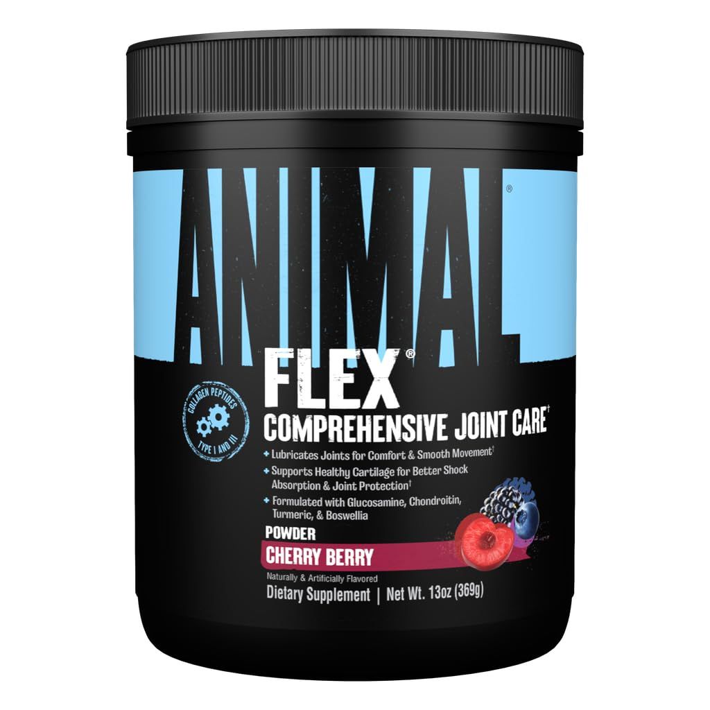 Animal Flex Powder - Joint Support Supplement for Pain Relief, Repair and Restore Muscles with Turmeric, Glucosamine, Chondroitin, MSM, Collagen and Boswellia, Great Tasting Cherry Flavor, 30 Scoops