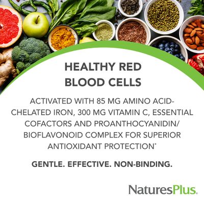NaturesPlus Hema-Plex Iron - 60 Fast-Acting Capsules - 3 Pack - 85 mg Chelated Iron + Vitamin C &amp; Bioflavonoids for Healthy Red Blood Cells - Vegan, Gluten Free - 90 Total Servings