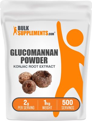 BulkSupplements.com Glucomannan Powder - Konjac Root Extract Powder, Fiber Supplement Powder, Konjac Powder - Gluten Free, 2g per Serving, 1kg (2.2 lbs) (Pack of 1)