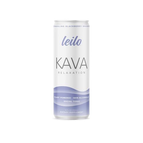 Leilo Calm in a Can | Sparkling Relaxation Drink with Kava | All Natural &amp; Gluten Free | Blackberry Orange, 12 ounce, Pack of 12 | Packaging May Vary