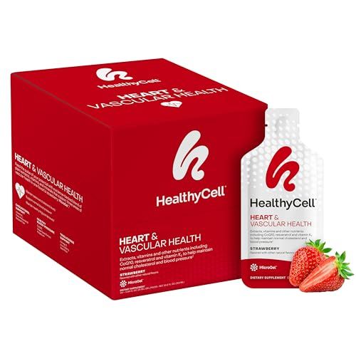 Healthycell Heart &amp; Vascular Health - Heart Health Supplement with Resveratrol, Beet Powder, CoQ10, Omega-3 - Support Healthy Blood Pressure and Cholesterol Levels - Maximum Absorption - 30 Gel Packs