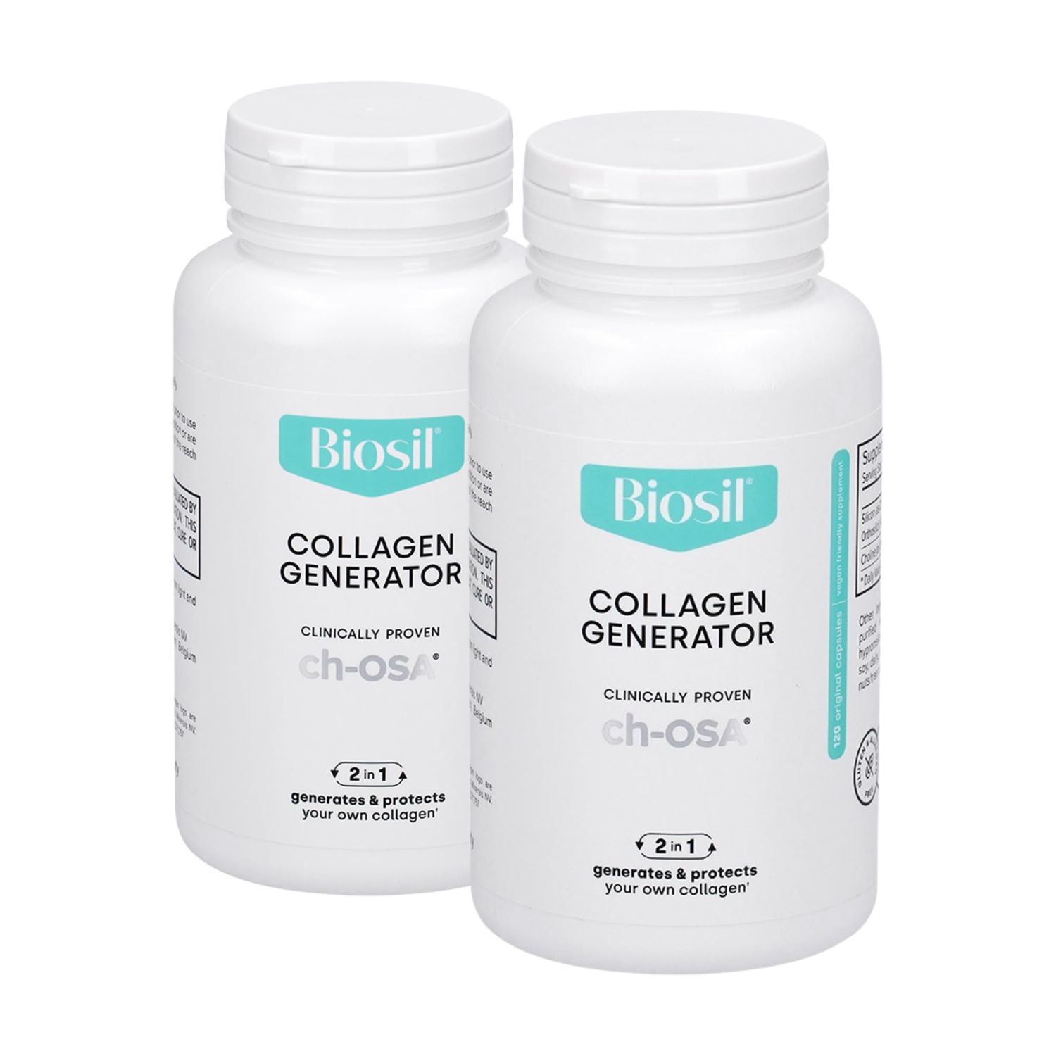 Biosil Collagen Generator - 120 Original Capsules, Pack of 2 - with Patented ch-OSA Complex - Generates &amp; Protects Your Own Collagen - GMO Free - 120-Day Supply